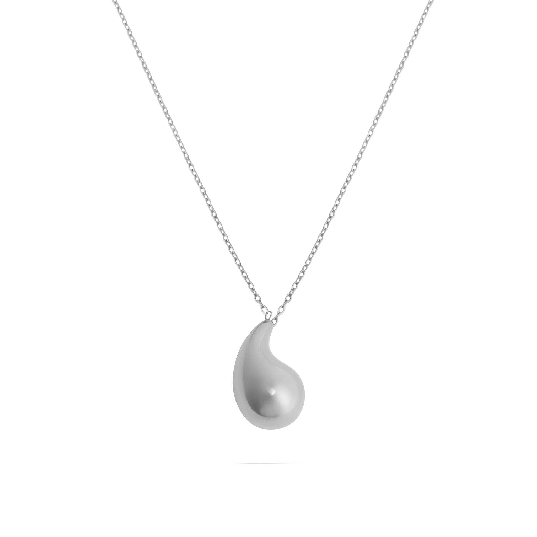 18k Gold PVD Stainless Steel Tear Drop Charm Necklace