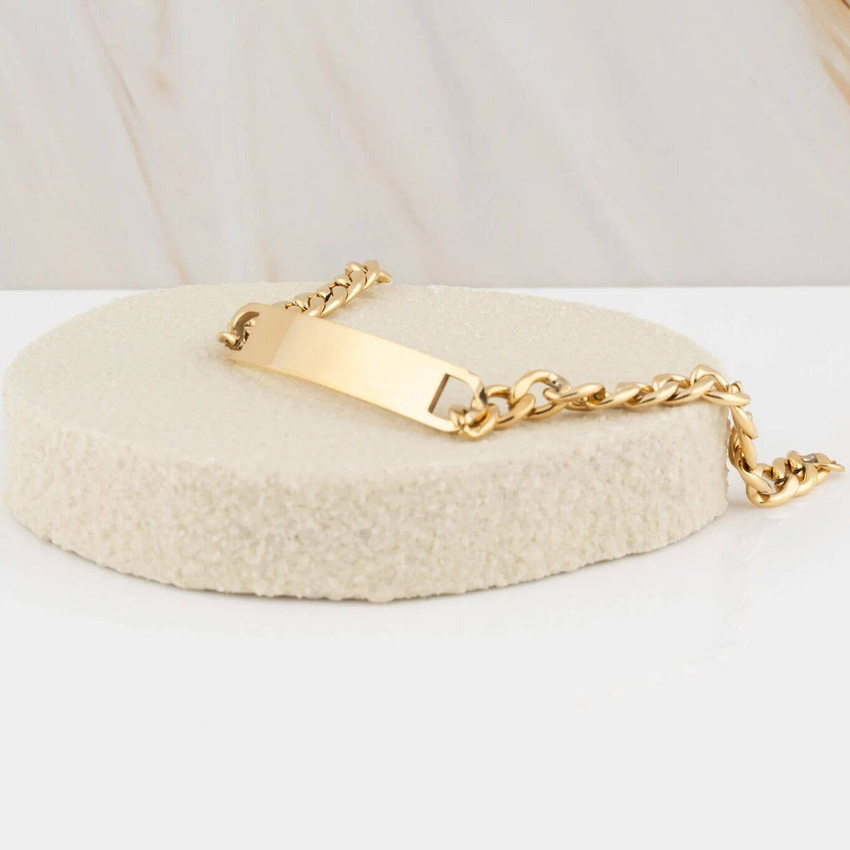 14K Gold Filled Plus™ Blank ID Curved Bar Bracelet - KM Jewelry Co.