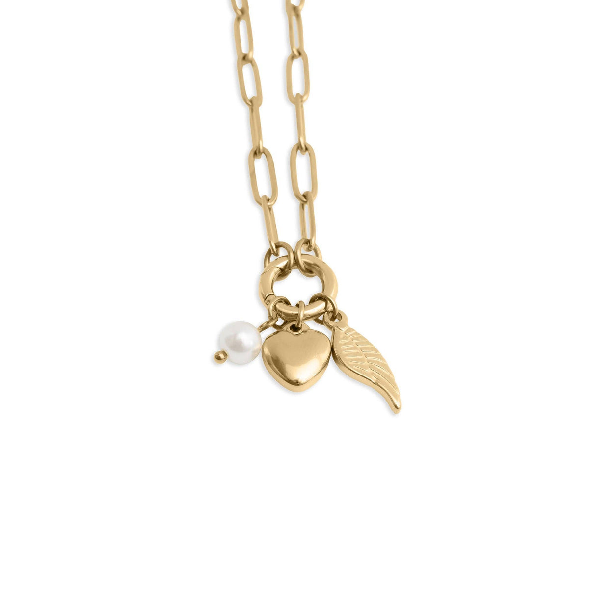 18K Gold Angel Wing Charm Holder Necklace Gift Set - KM Jewelry Co.
