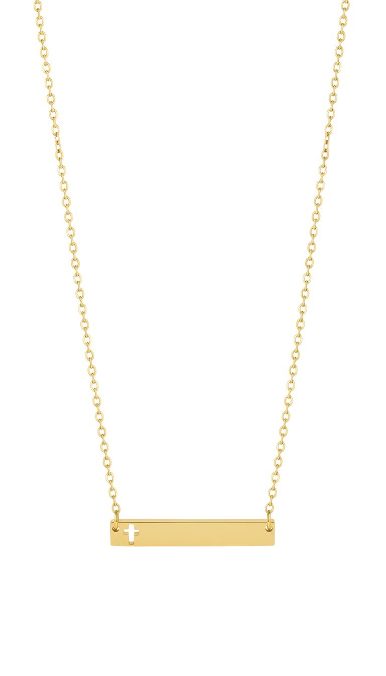 18k Gold Plated - Hallow Cross Gold Bar Neckalce - KM Jewelry Co.
