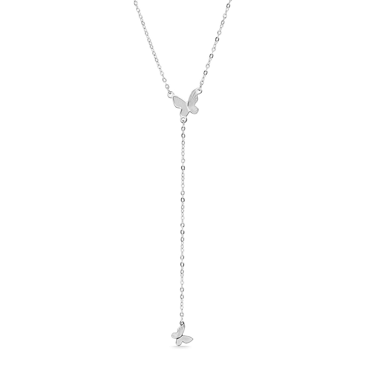 18K Gold PVD Stainless Steel Butterfly Lariat Necklace - KM Jewelry Co.
