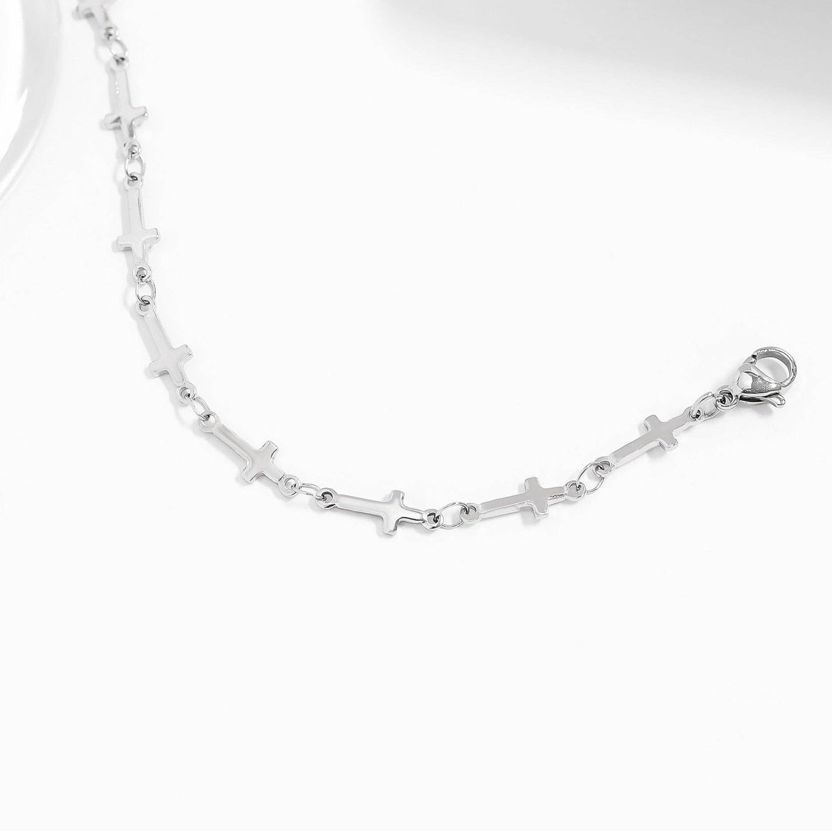 18K Gold PVD Stainless Steel Cross Chain Bracelet - KM Jewelry Co.