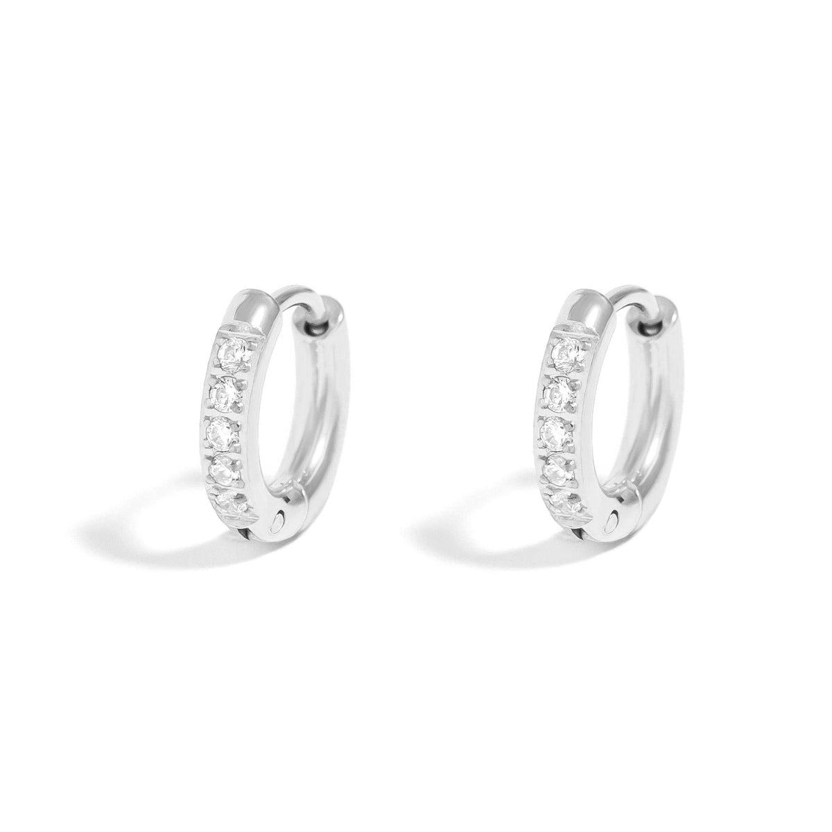 18K Gold PVD Stainless Steel CZ Mini Huggie Earrings - KM Jewelry Co.