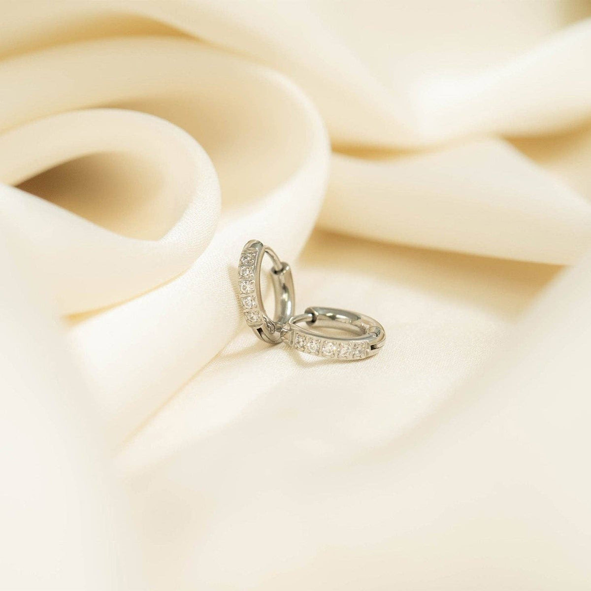 18K Gold PVD Stainless Steel CZ Mini Huggie Earrings - KM Jewelry Co.