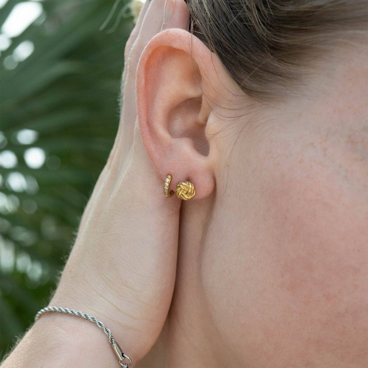 18K Gold PVD Stainless Steel CZ Mini Huggie Earrings - KM Jewelry Co.