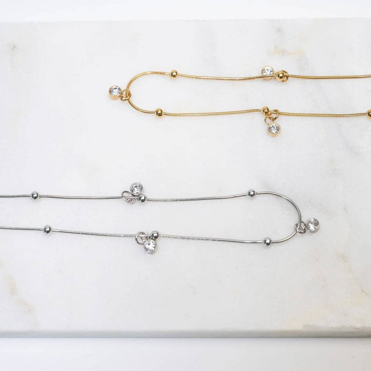 18K Gold PVD Stainless Steel Dangle Stone Necklace - KM Jewelry Co.