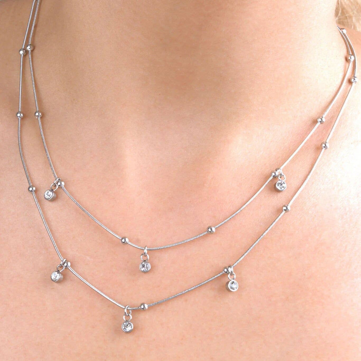 18K Gold PVD Stainless Steel Dangle Stone Necklace - KM Jewelry Co.