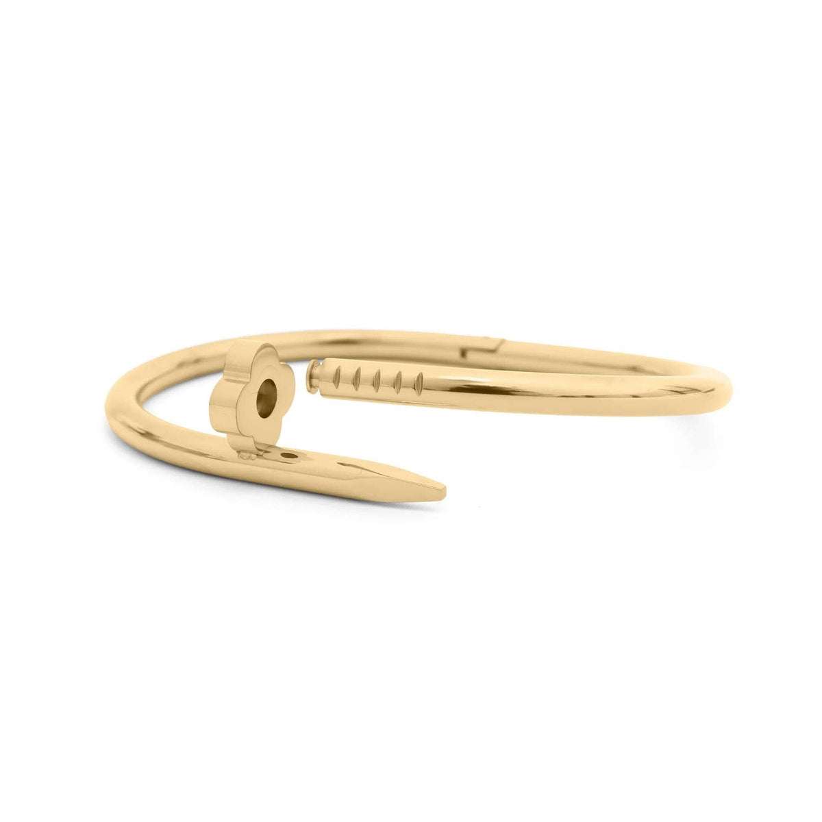 18K Gold PVD Stainless Steel Floral Nail Bangle - KM Jewelry Co.