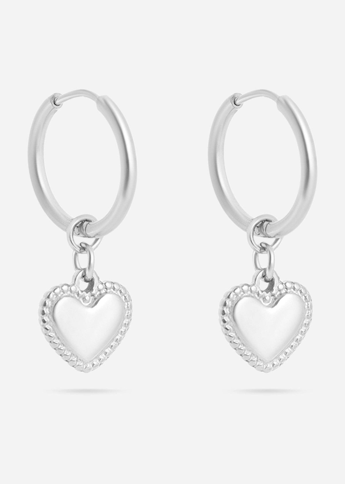 18K Gold PVD Stainless Steel Heart Pendant Hoop Earrings - KM Jewelry Co.