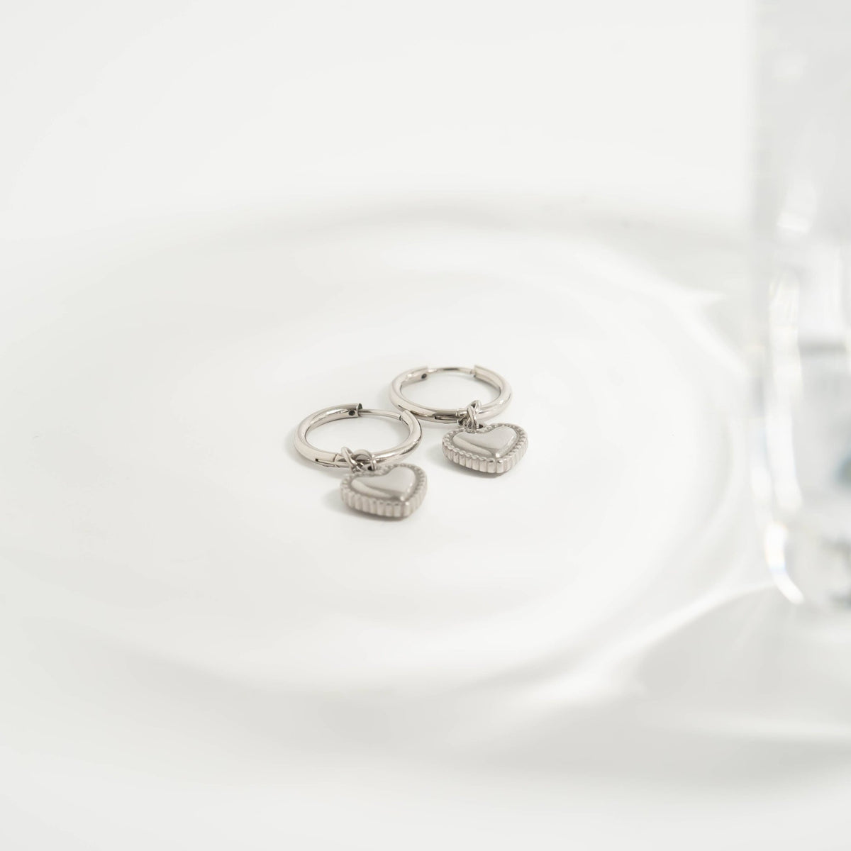 18K Gold PVD Stainless Steel Heart Pendant Hoop Earrings - KM Jewelry Co.