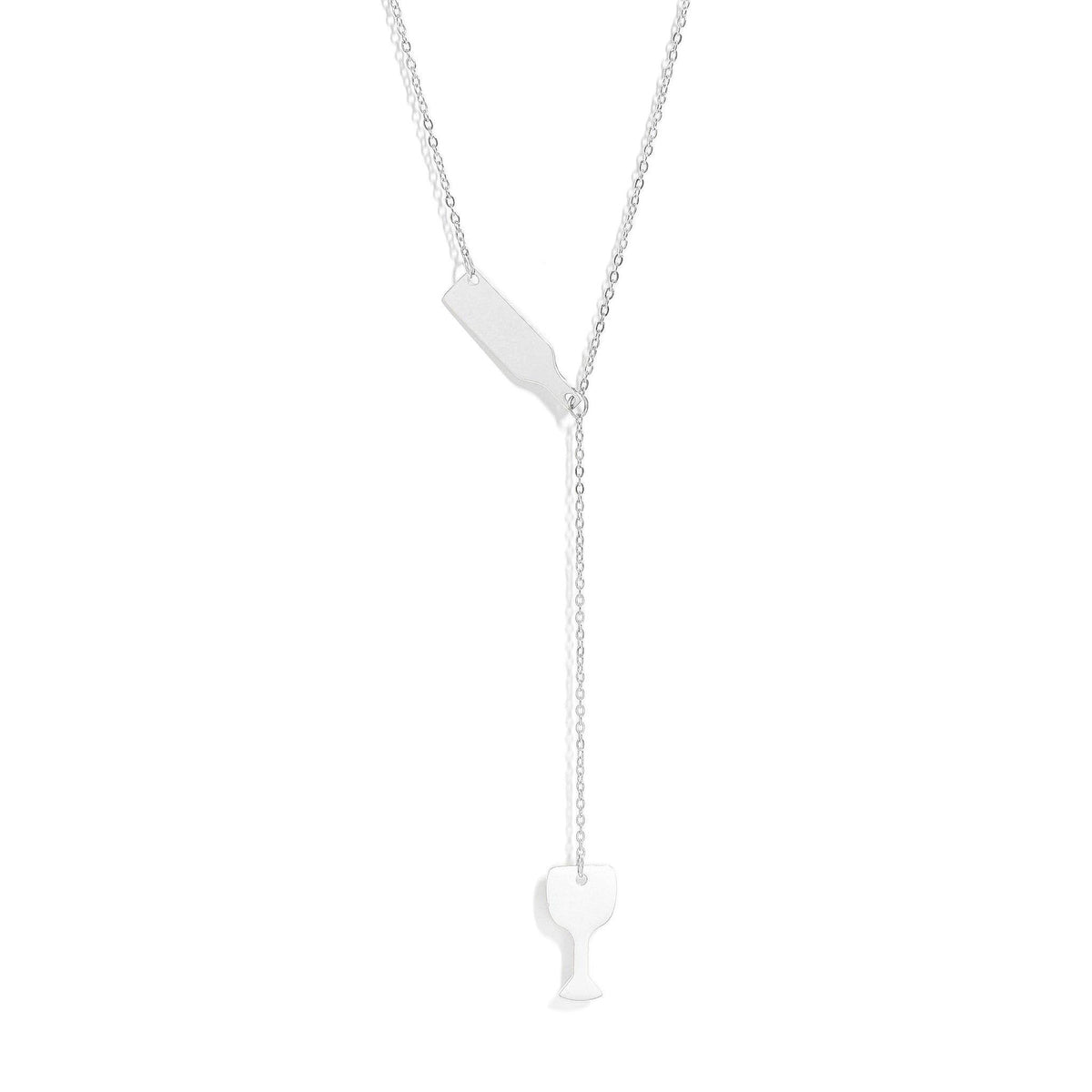 18K Gold PVD Stainless Steel Lariat Necklace Wine Glass - KM Jewelry Co.