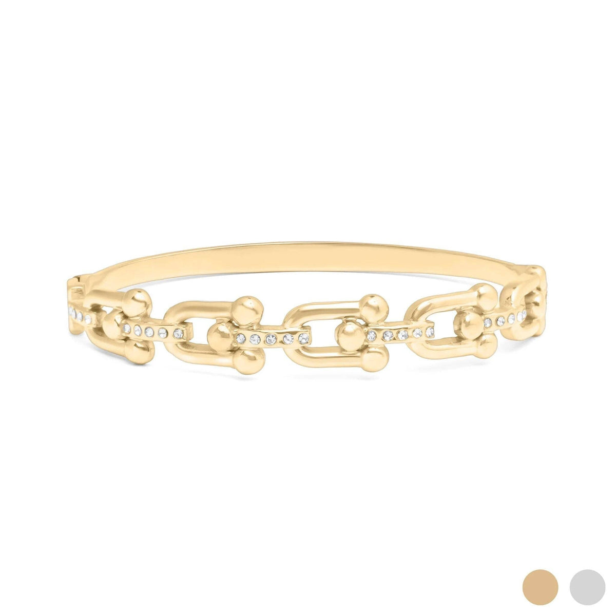 18K Gold PVD Stainless Steel Stone Hardware Bangle - KM Jewelry Co.
