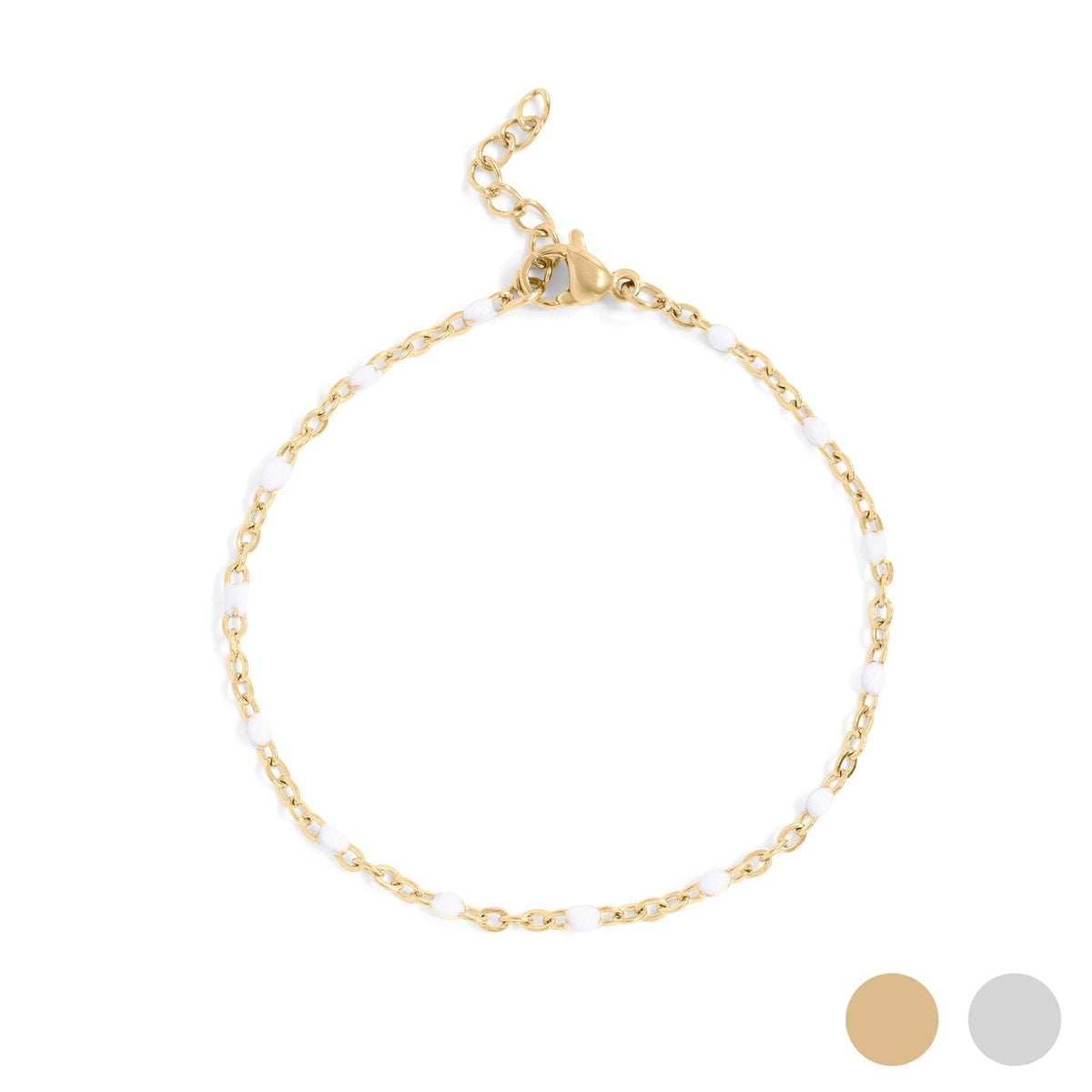 18K Gold PVD Stainless Steel White Confetti Chain Bracelet - KM Jewelry Co.