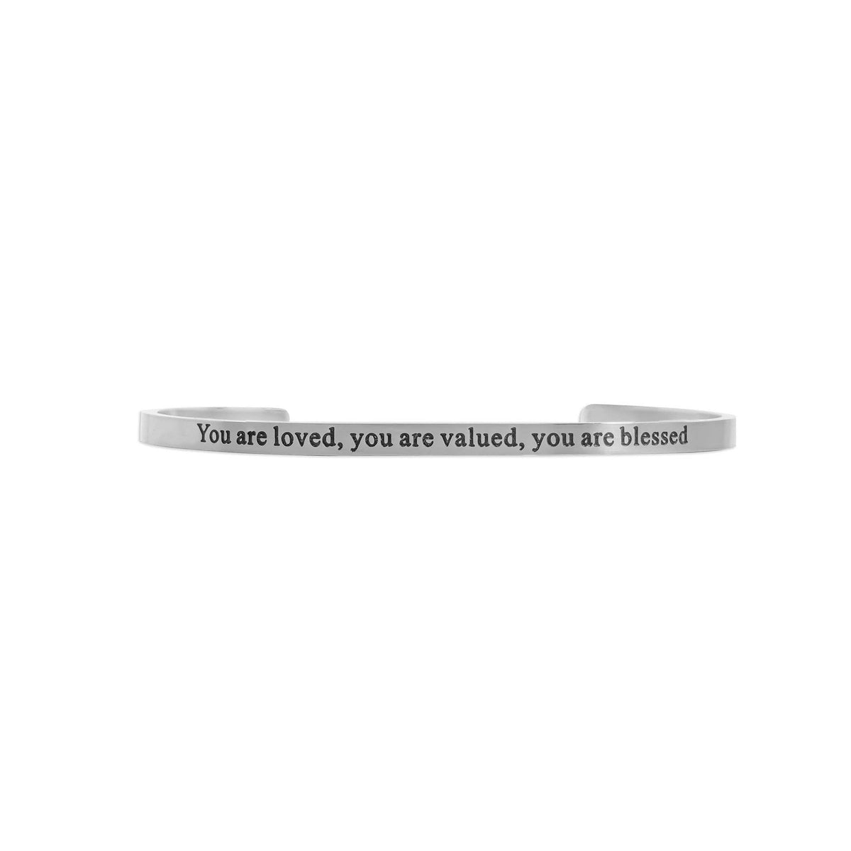 18K Gold PVD You are Loved Engraved Bangle Bracelet - KM Jewelry Co.