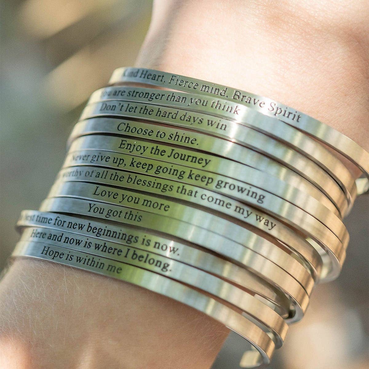 18K Gold PVD You are Loved Engraved Bangle Bracelet - KM Jewelry Co.