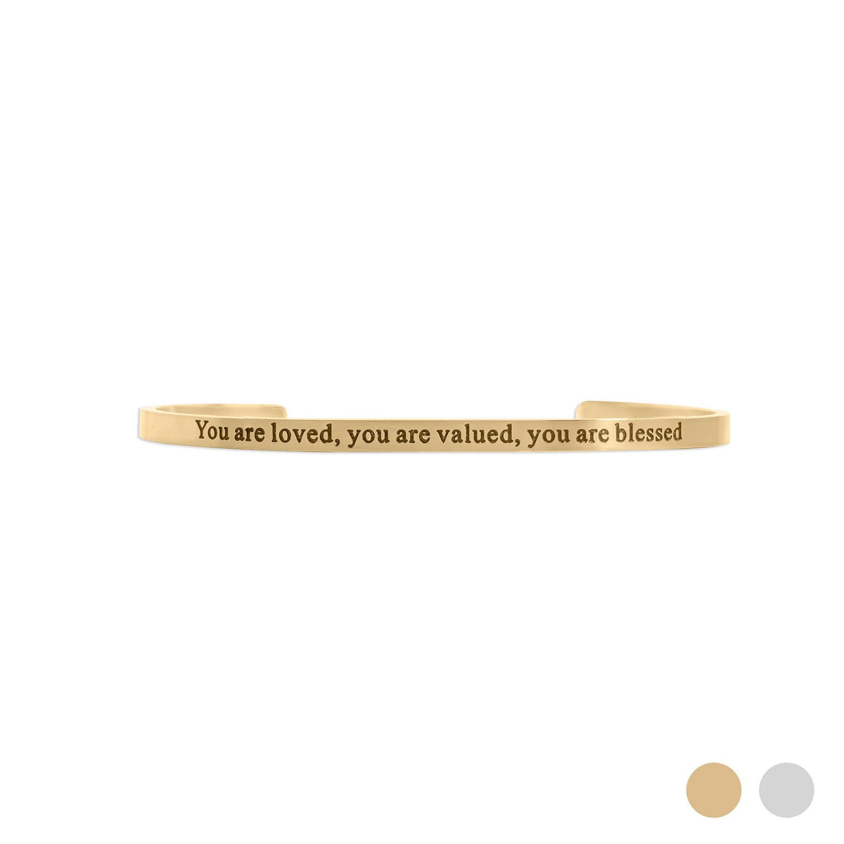 18K Gold PVD You are Loved Engraved Bangle Bracelet - KM Jewelry Co.