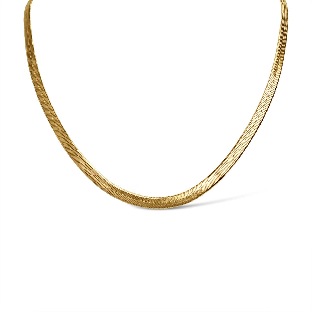 18K Gold Stainless Steel Herringbone Chain Necklace - KM Jewelry Co.