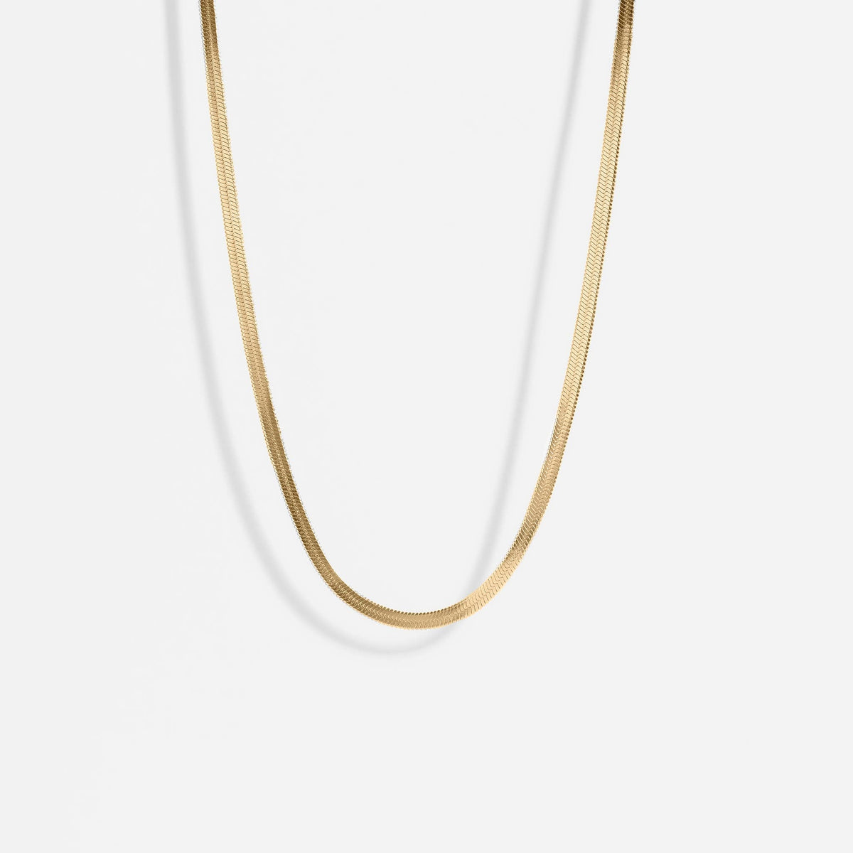 18K Gold Stainless Steel Herringbone Chain Necklace - KM Jewelry Co.