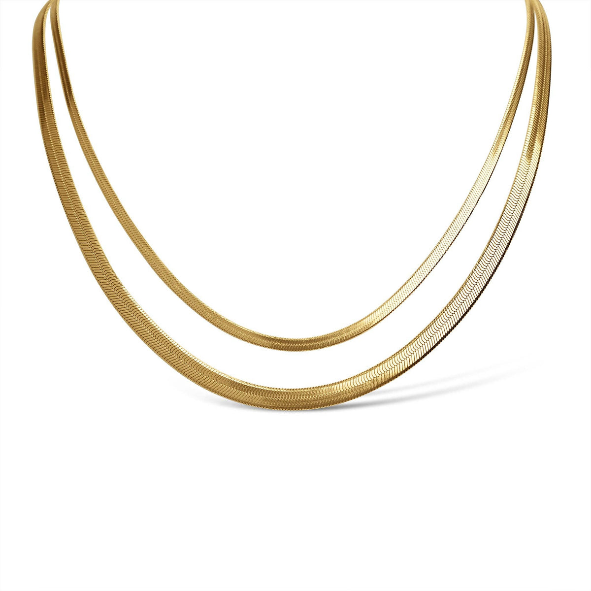 18K Gold Stainless Steel Herringbone Chain Necklace - KM Jewelry Co.