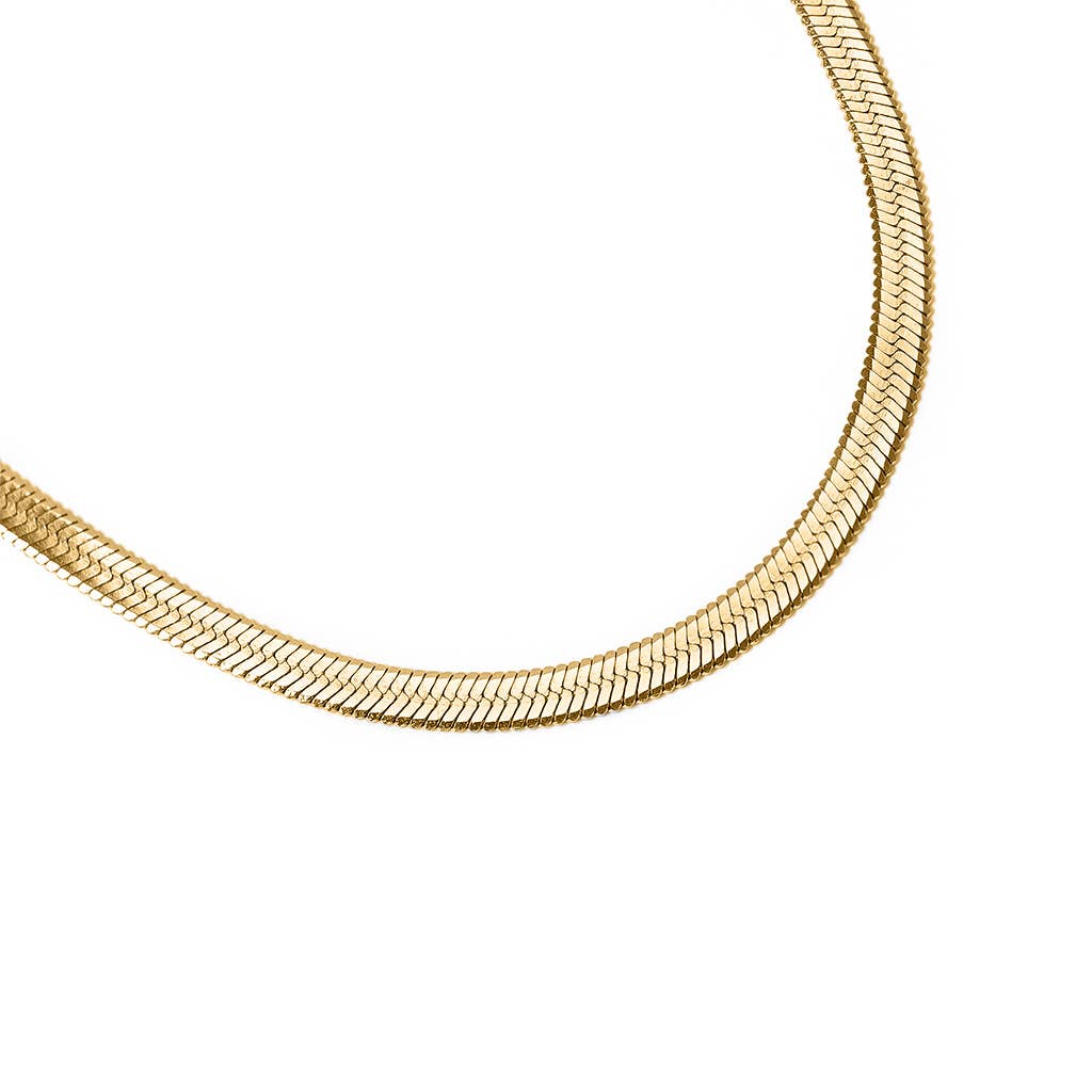 18K Gold Stainless Steel Herringbone Chain Necklace - KM Jewelry Co.