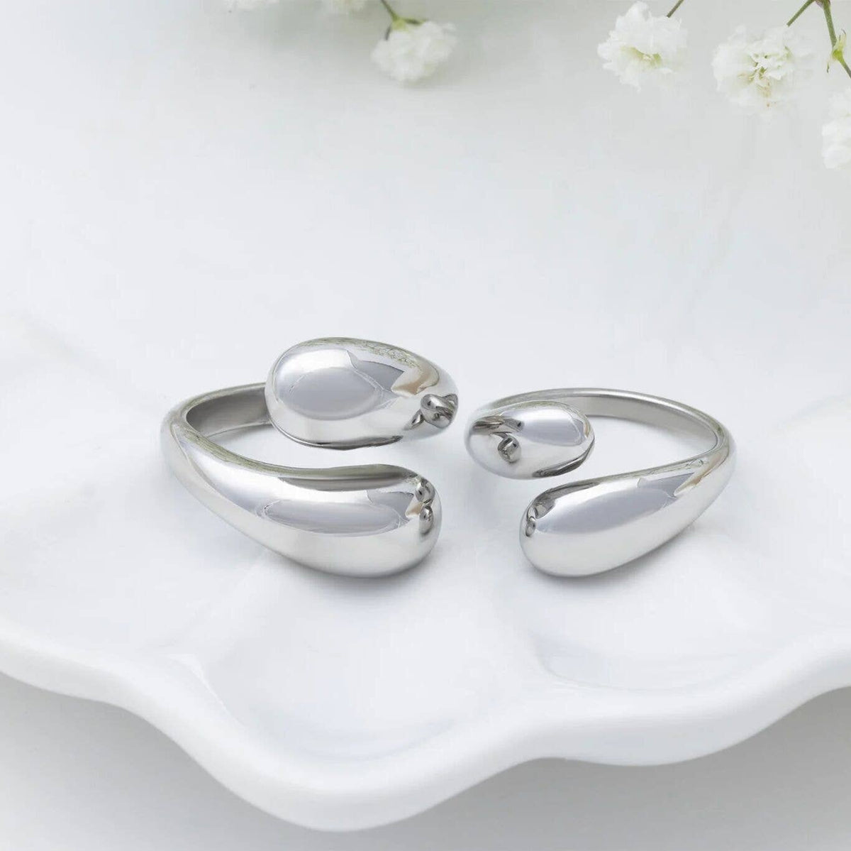 18K Gold Stainless Steel Large Duo Drop Ring - KM Jewelry Co.
