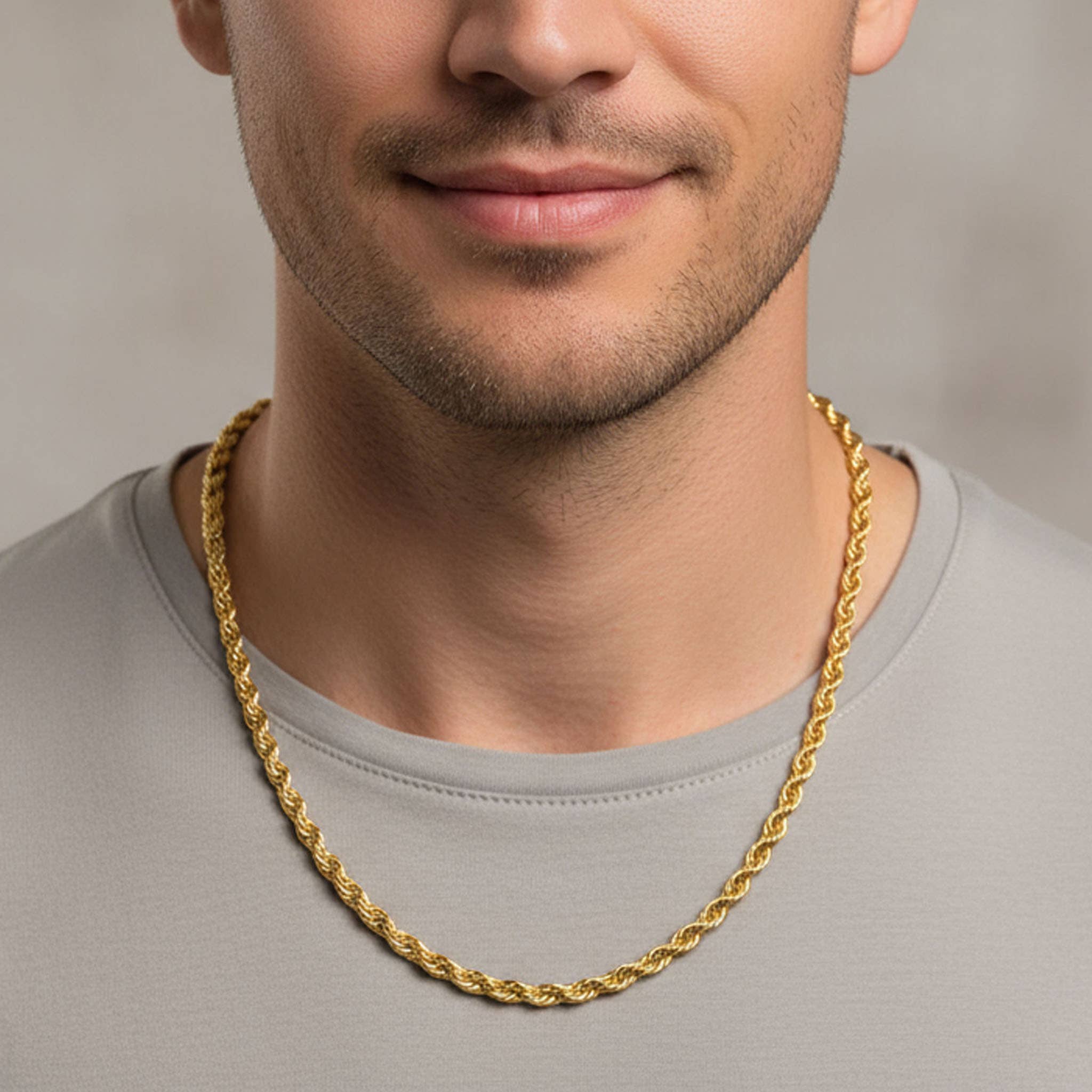 Gold Rope Chain Necklace