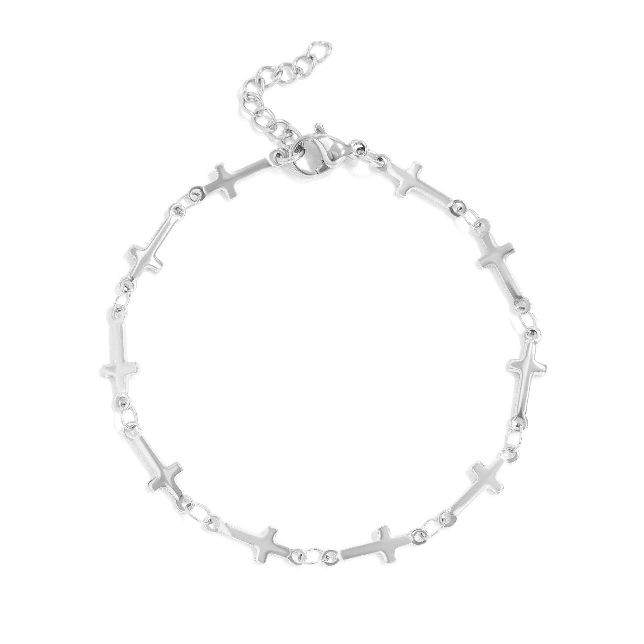 18K Gold PVD Stainless Steel Cross Chain Bracelet