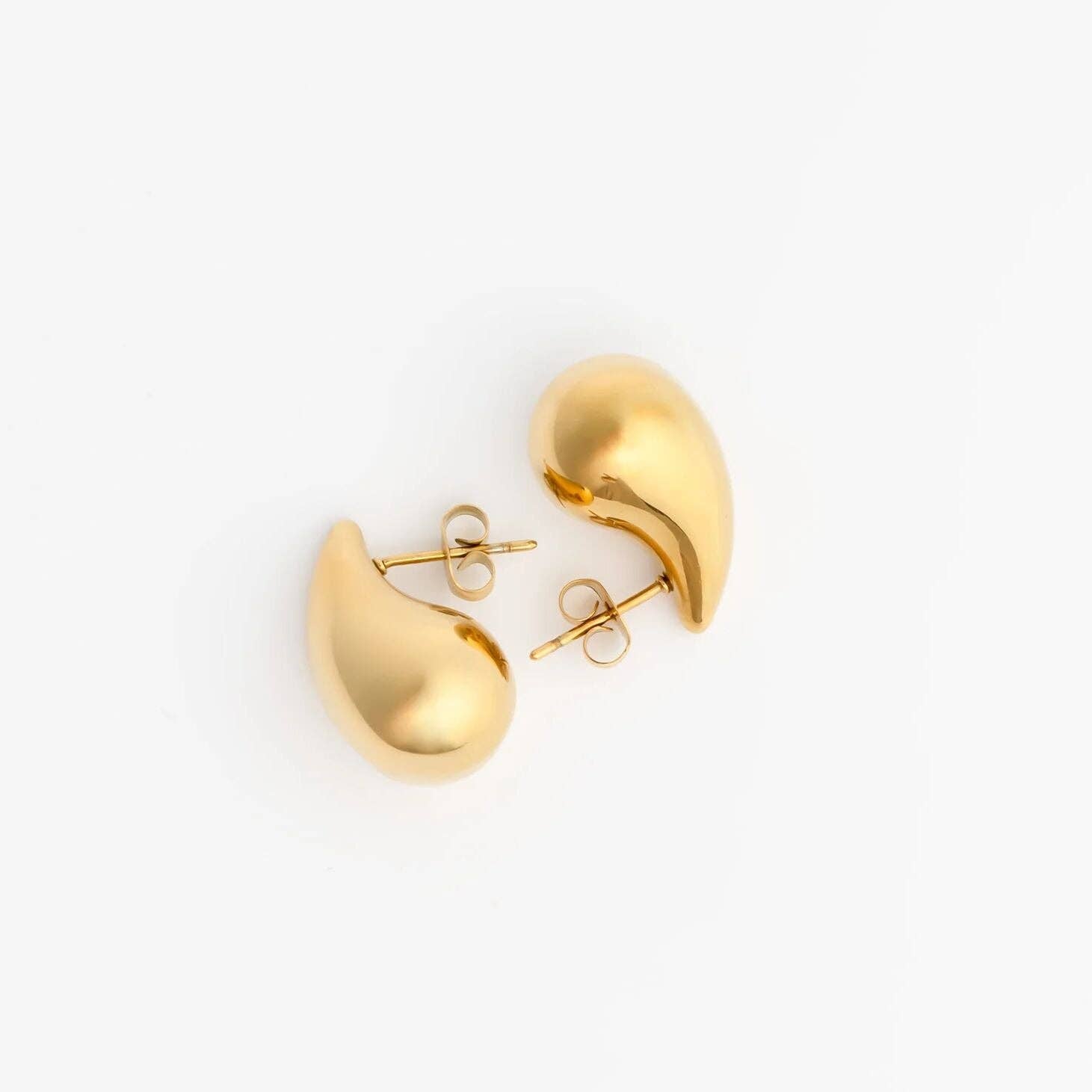18K Gold PVD Stainless Steel Tear Drop Stud Earrings