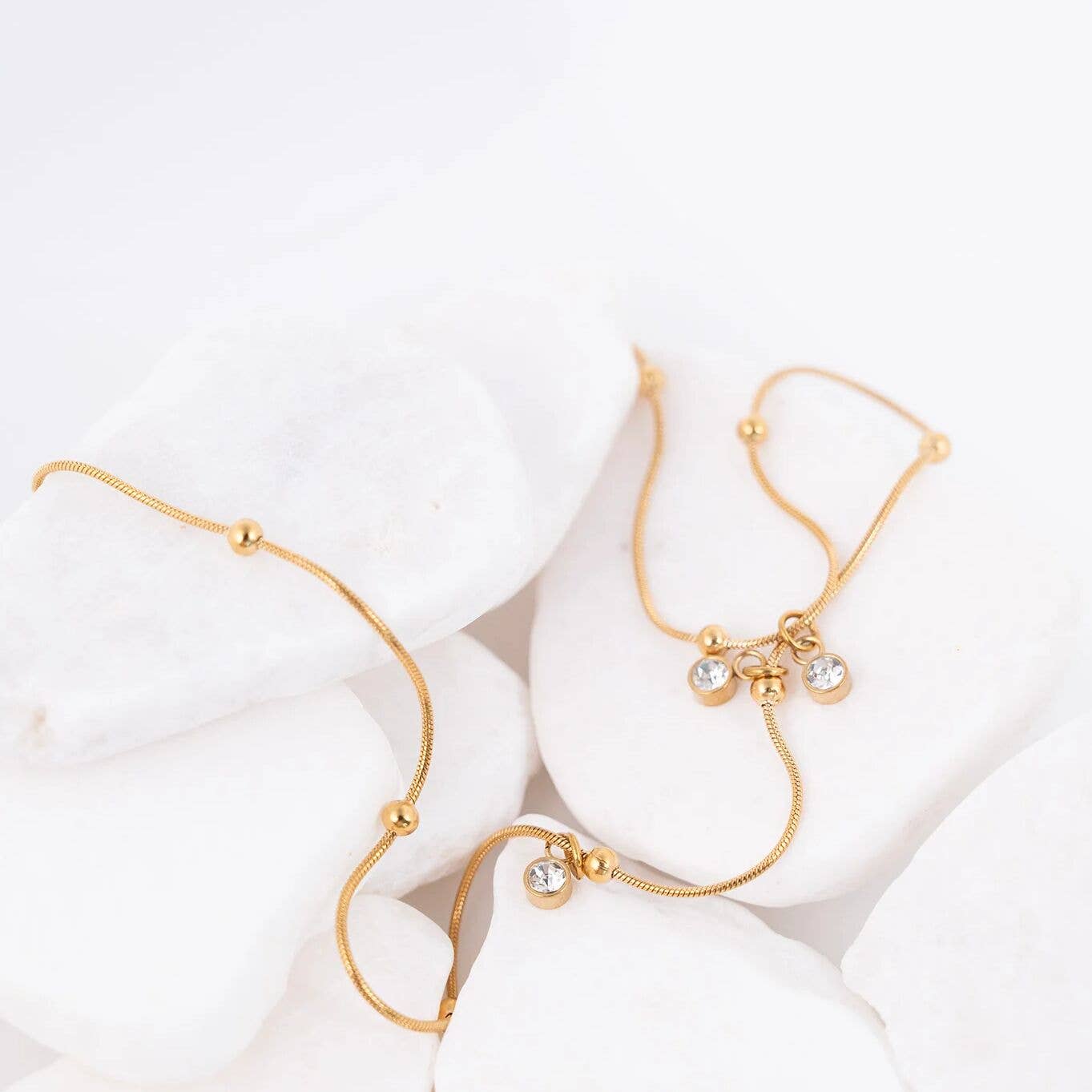 18K Gold PVD Stainless Steel Dangle Stone Necklace