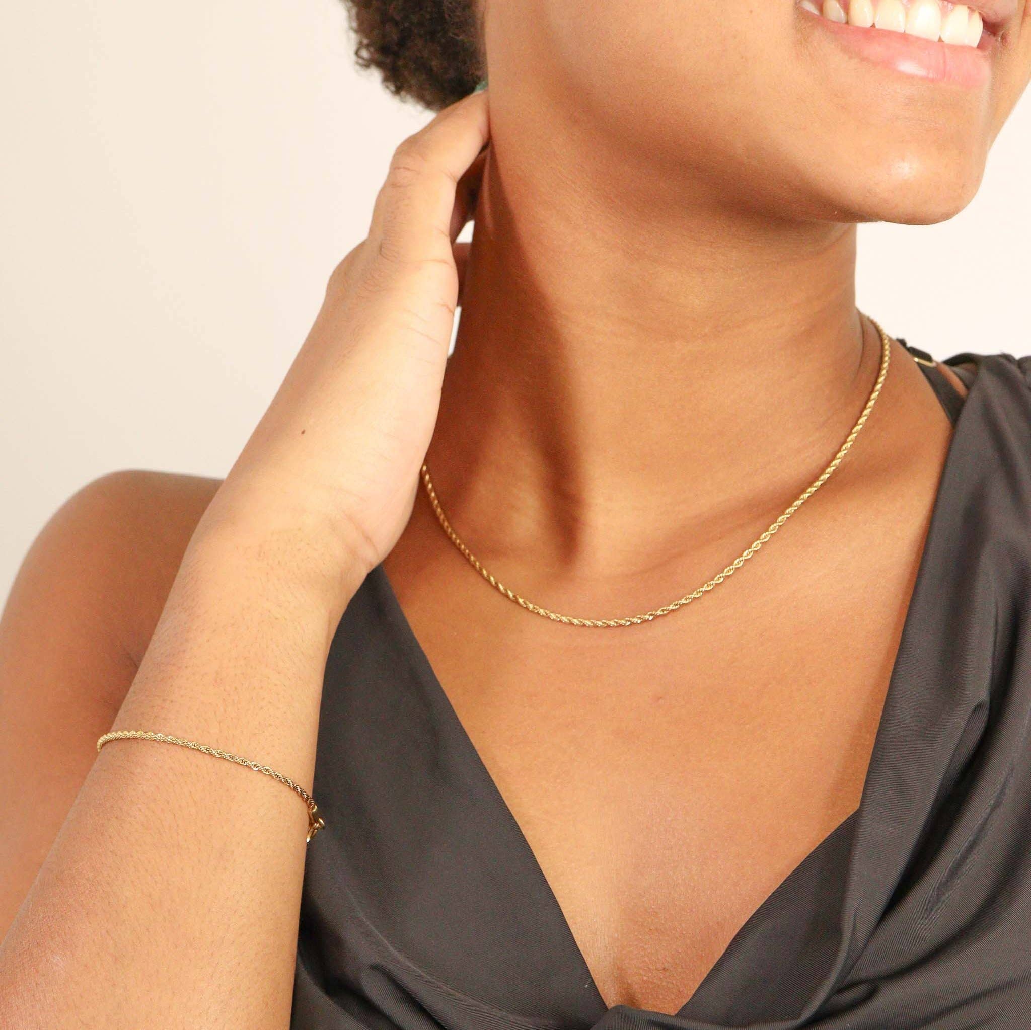 Gold Rope Chain Necklace