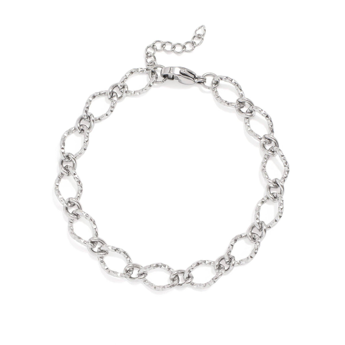 18K Gold PVD Stainless Steel Hammered Oval Chain Bracelet