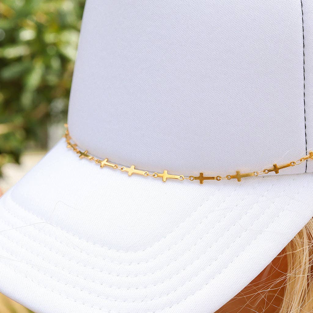 Trucker Hat Chain: 18K Gold PVD Stainless Steel Cross