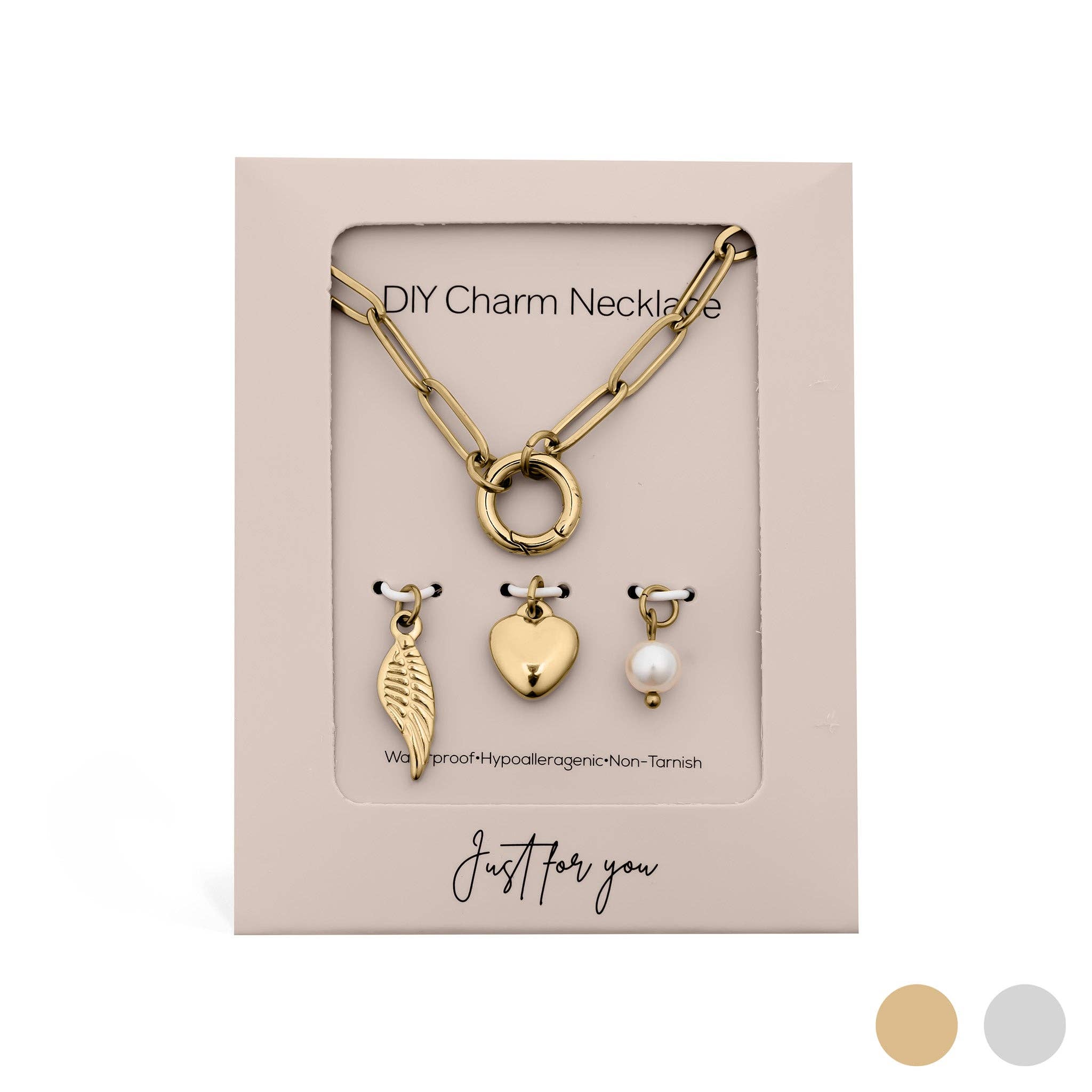 18K Gold Angel Wing Charm Holder Necklace Gift Set