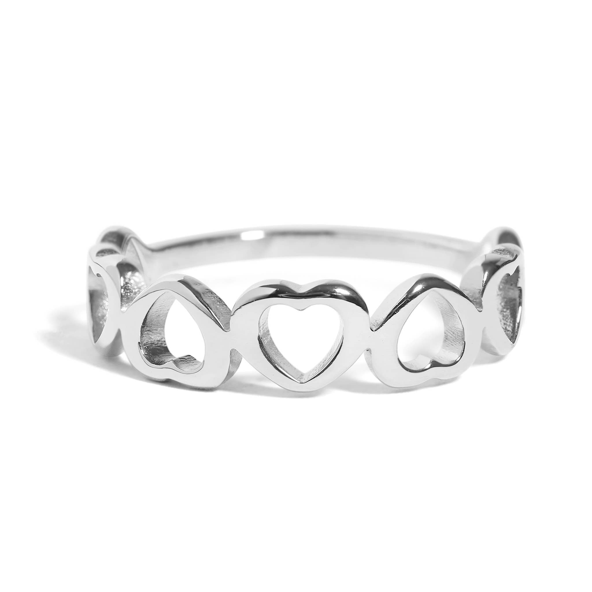 Stainless Steel PVD Coated Sideways Heart Stacking Ring