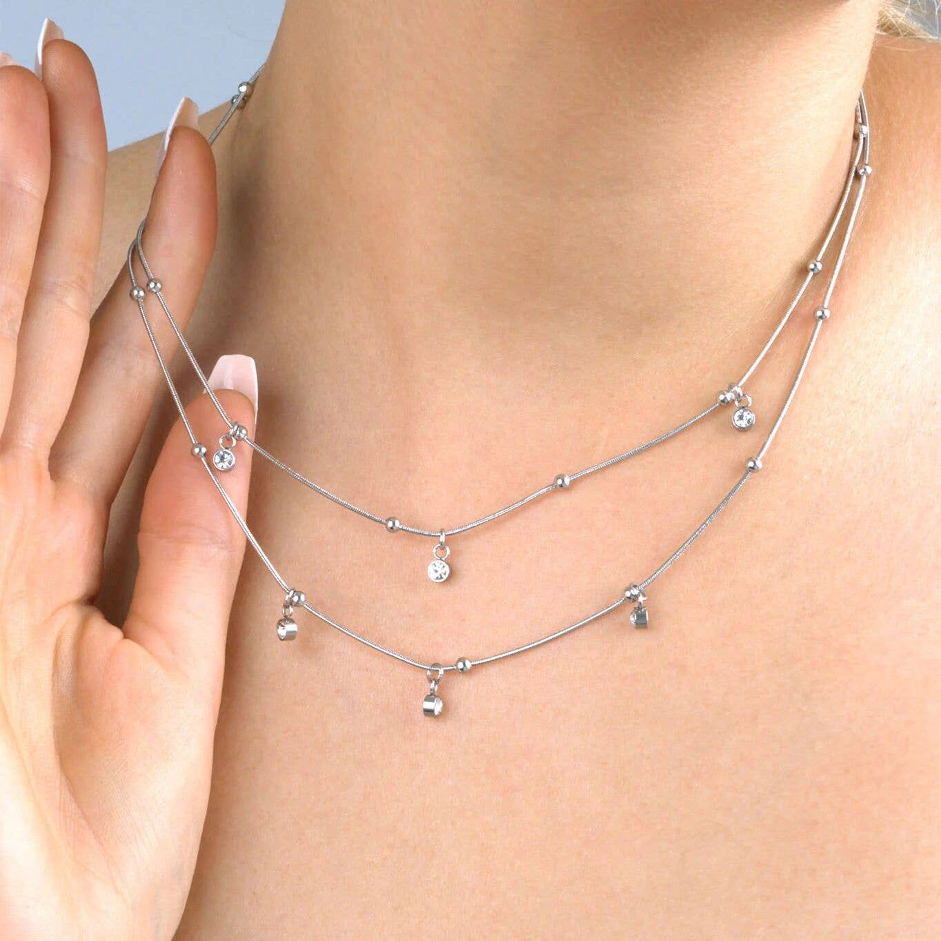 18K Gold PVD Stainless Steel Dangle Stone Necklace