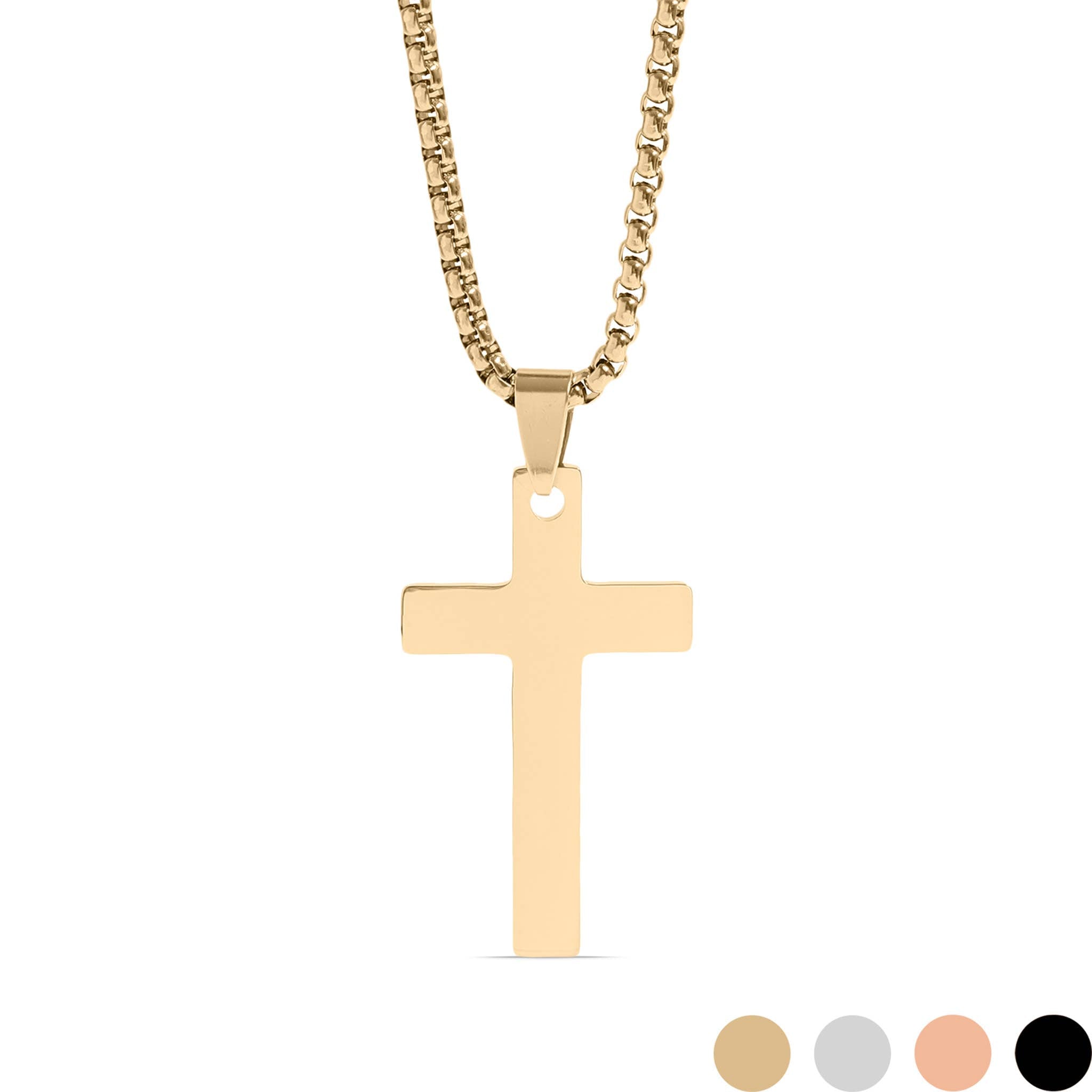 Stainless Steel Box Chain Cross Necklace