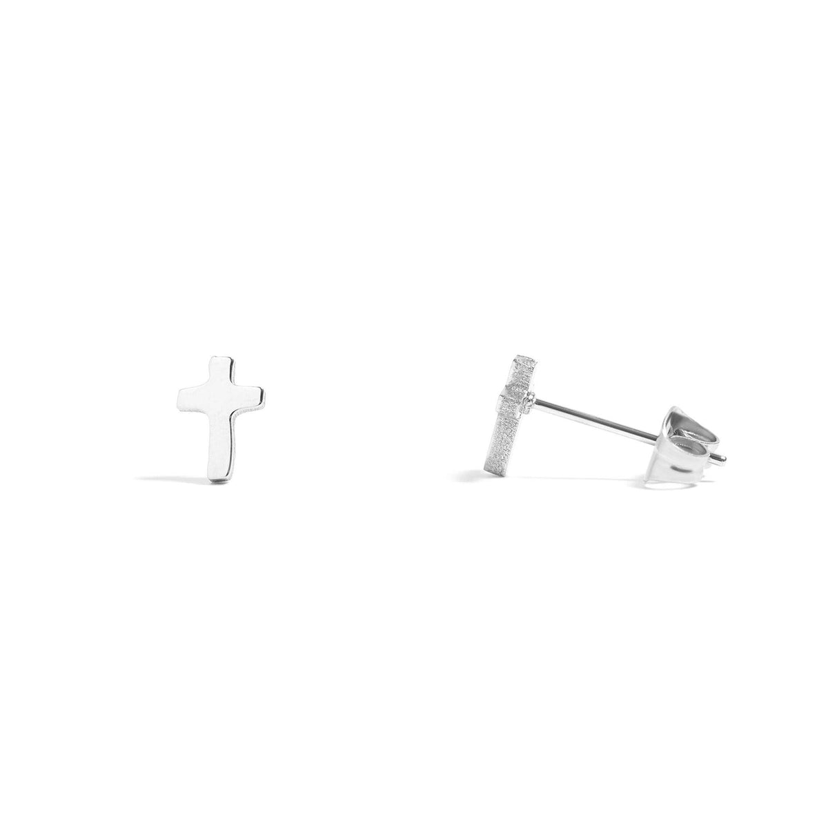 18K Gold PVD Stainless Steel Cross Stud Earrings