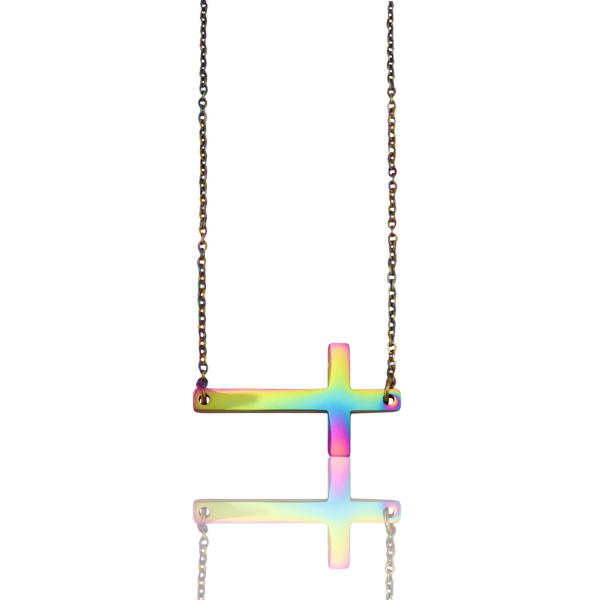 Stainless Steel Horizontal Cross Necklace