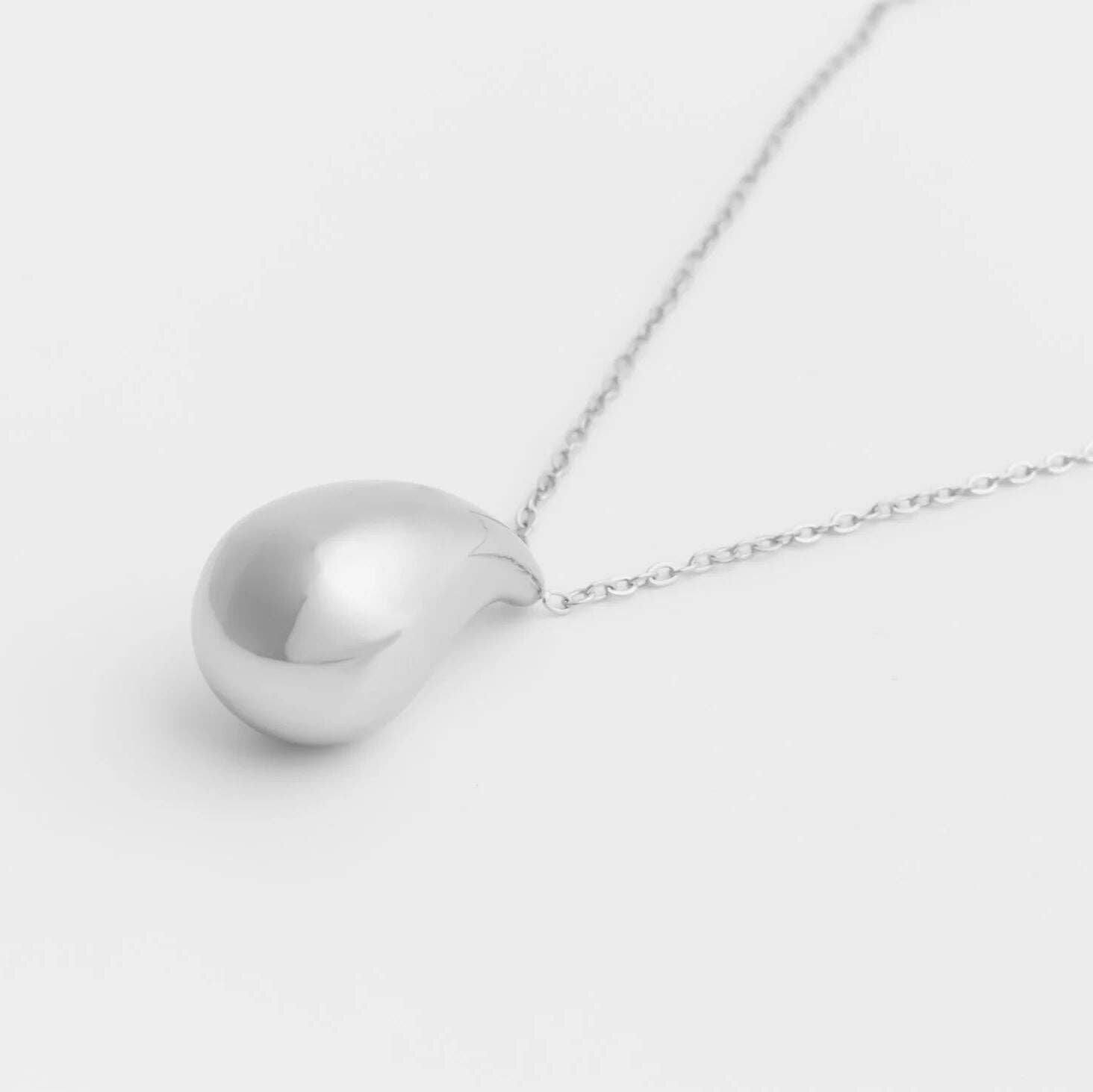 18k Gold PVD Stainless Steel Tear Drop Charm Necklace