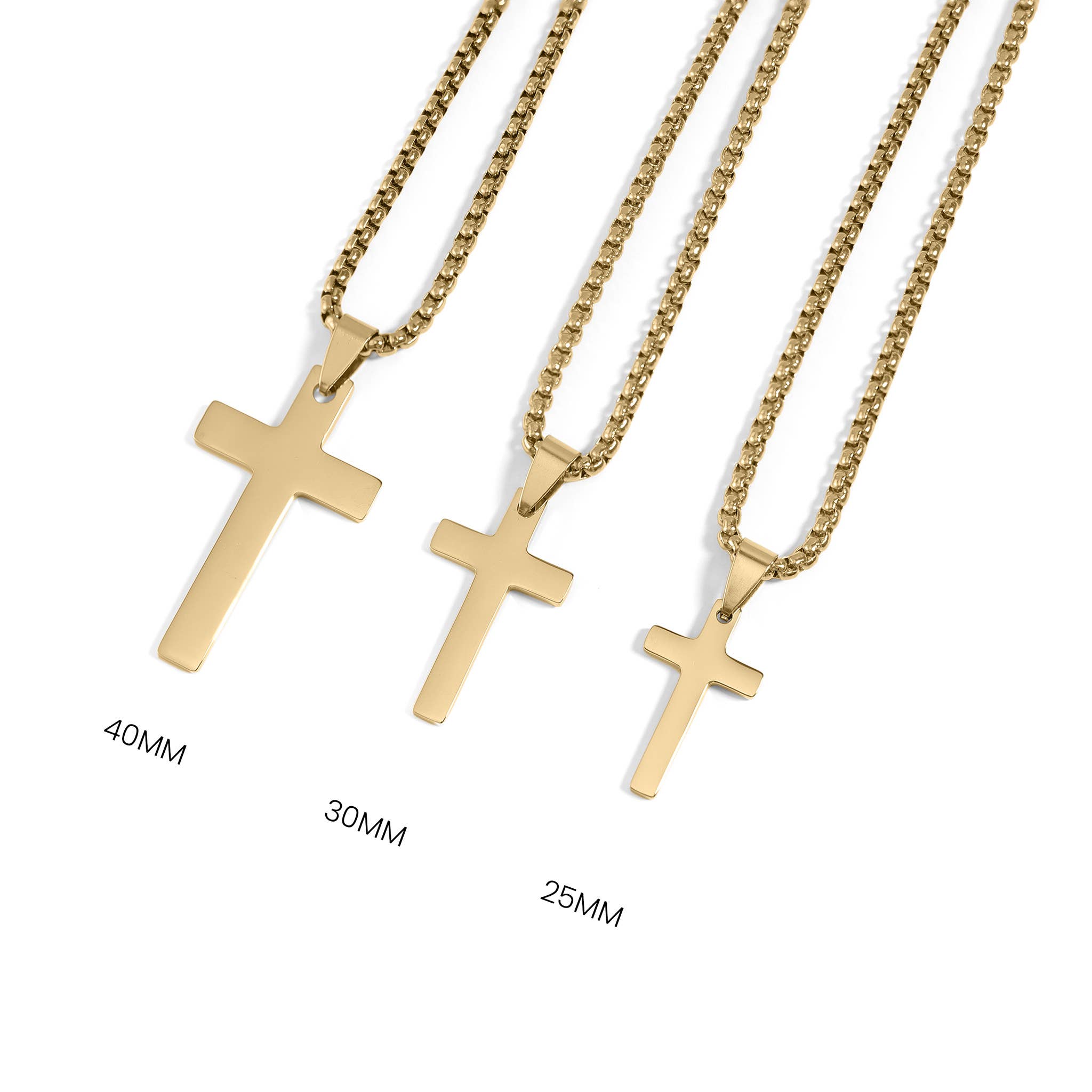 Stainless Steel Box Chain Cross Necklace