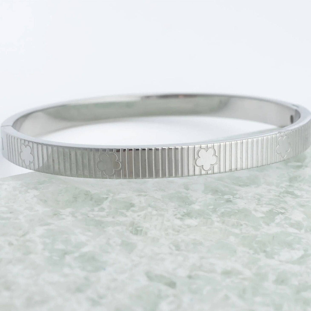 18K Gold PVD Stainless Steel Fluted Bangle Bracelet