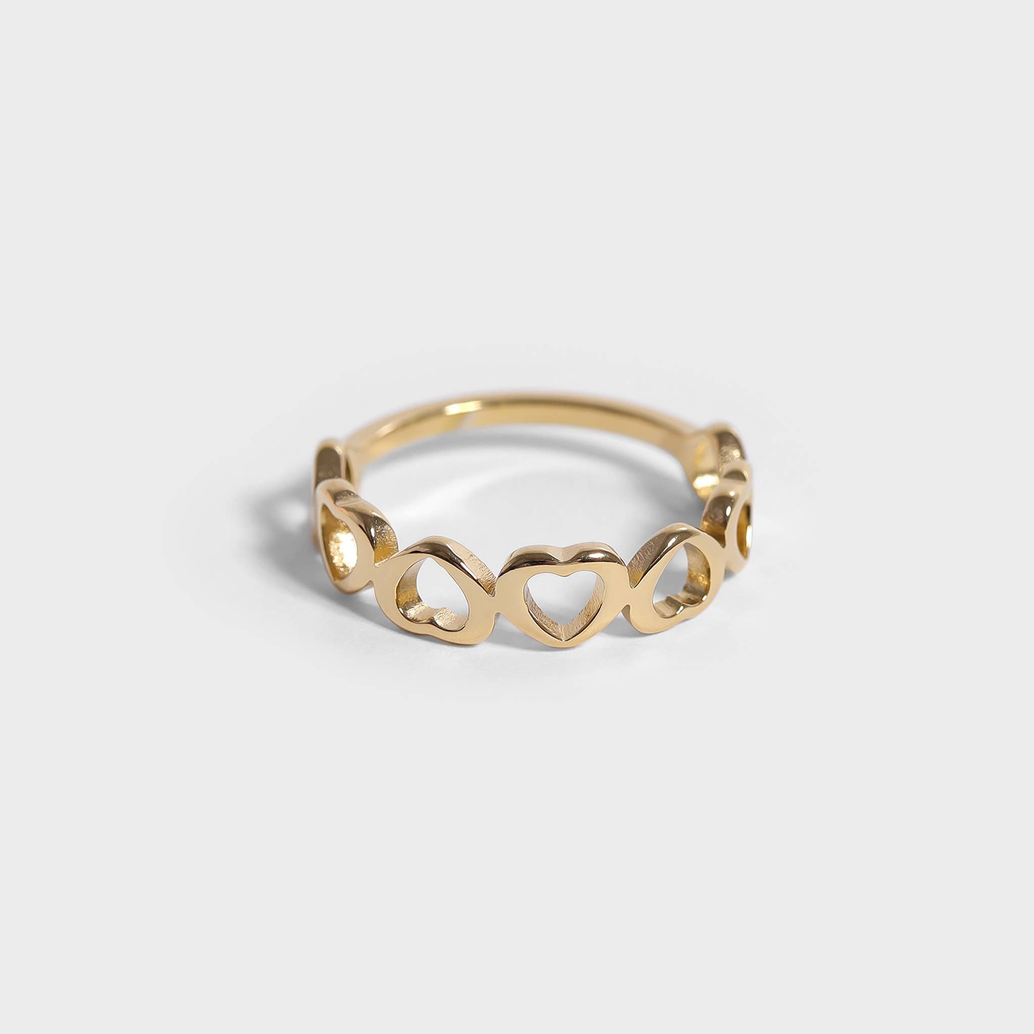 Stainless Steel PVD Coated Sideways Heart Stacking Ring