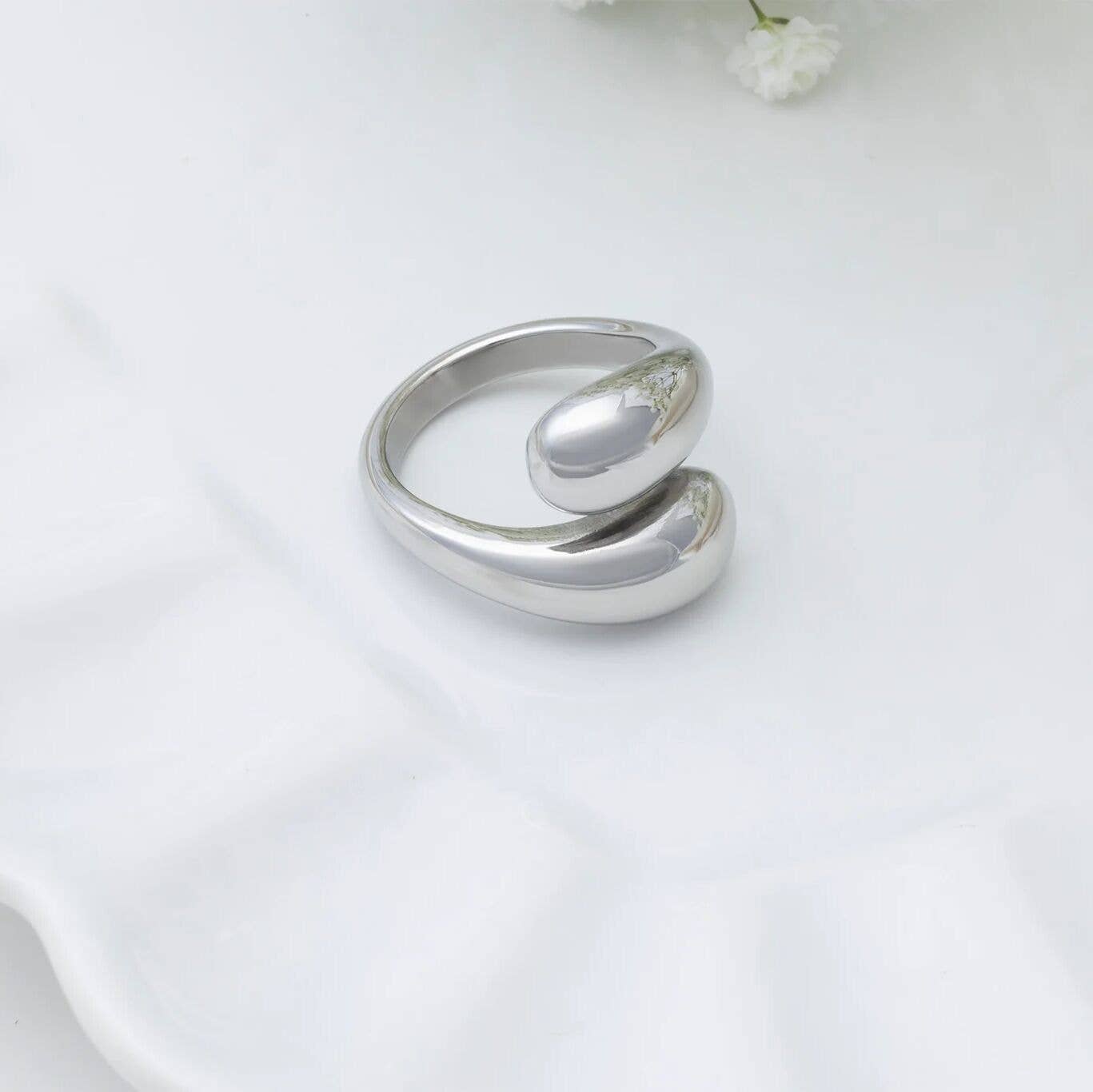18K Gold Stainless Steel Large Duo Drop Ring