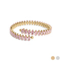 18K Gold PVD Stainless Steel Pink Stone Wrap Bracelet