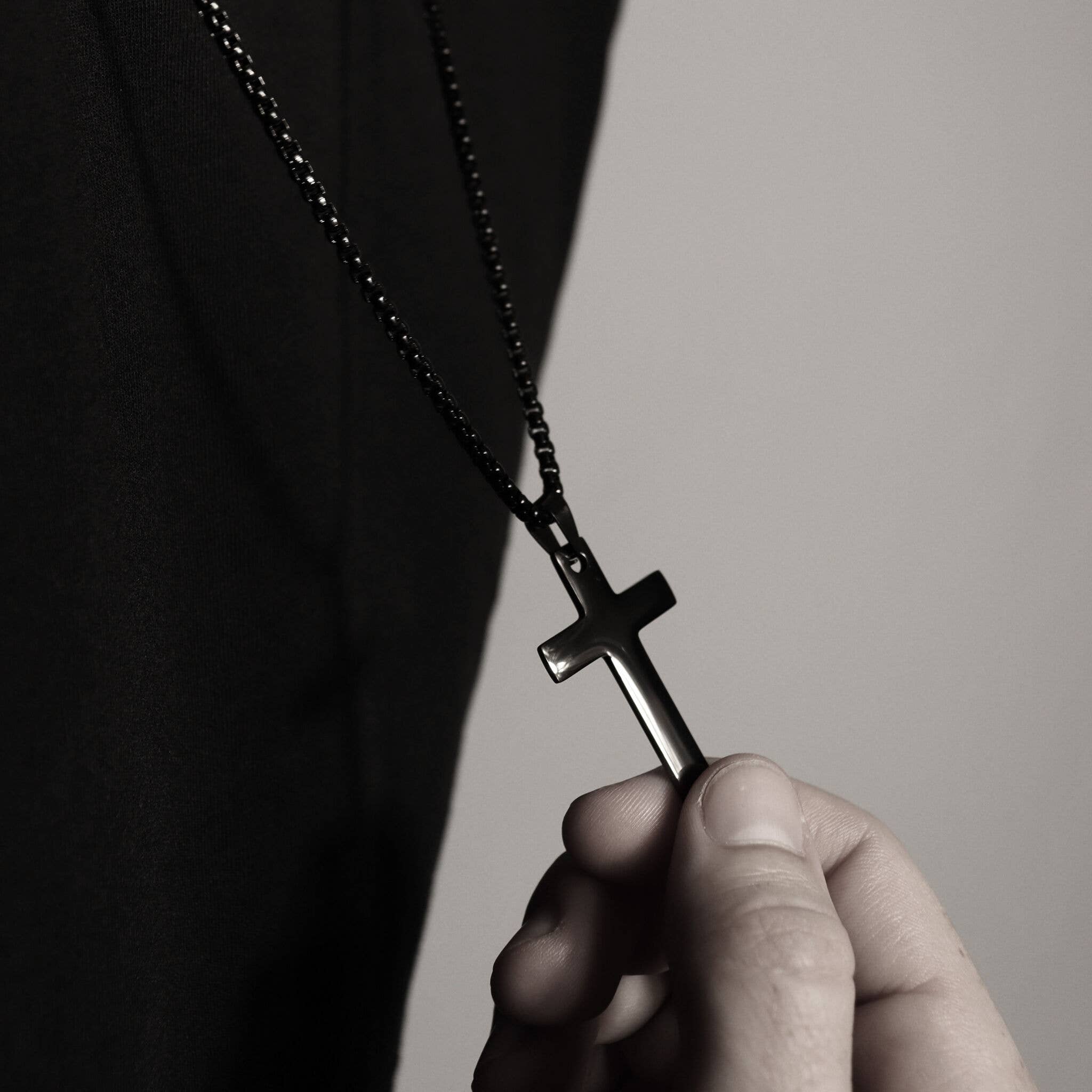 Stainless Steel Box Chain Cross Necklace