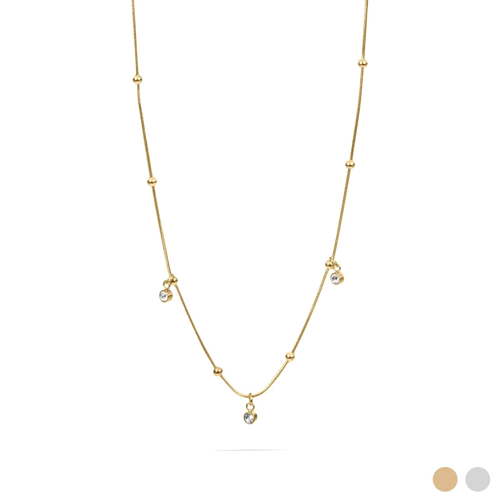 18K Gold PVD Stainless Steel Dangle Stone Necklace