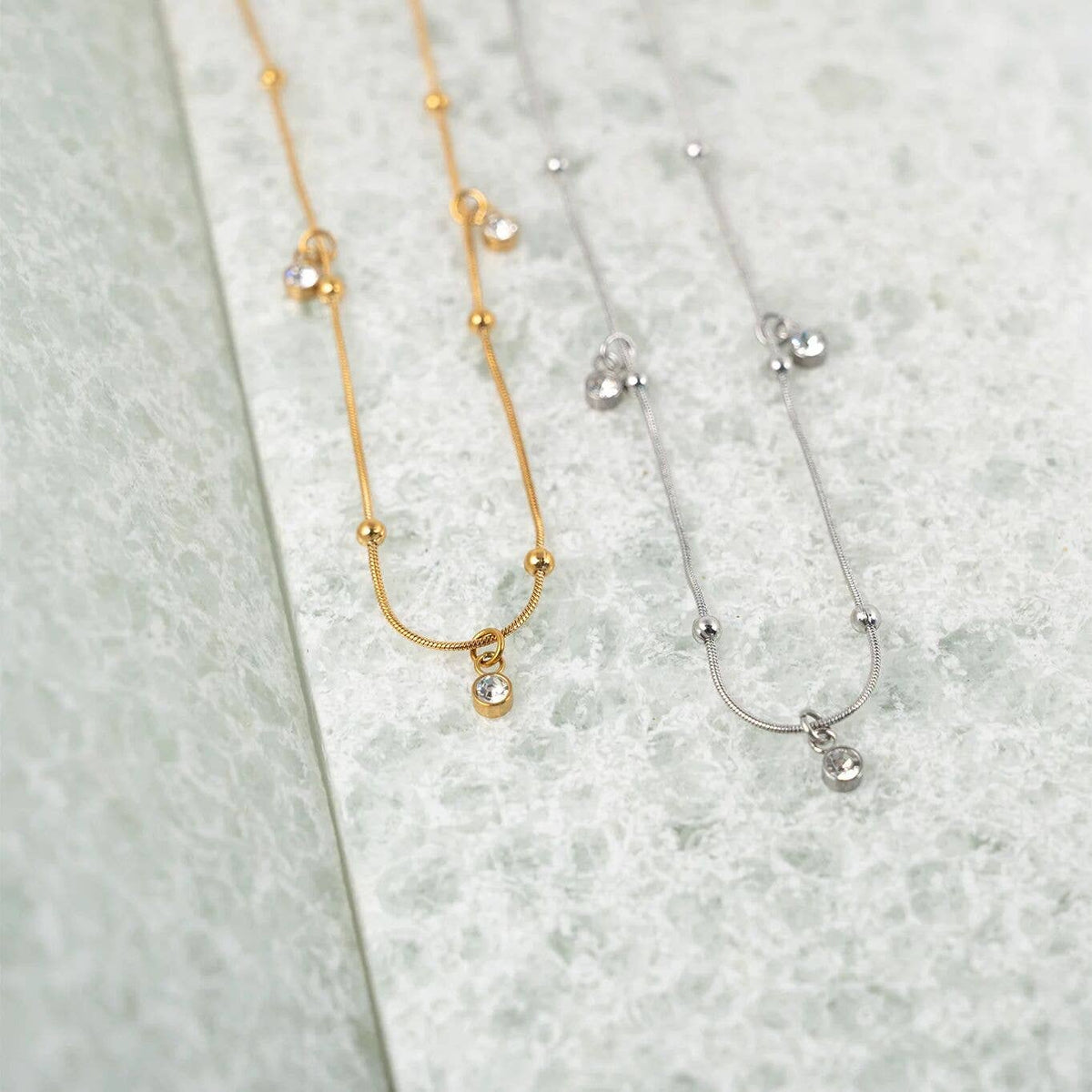 18K Gold PVD Stainless Steel Dangle Stone Necklace