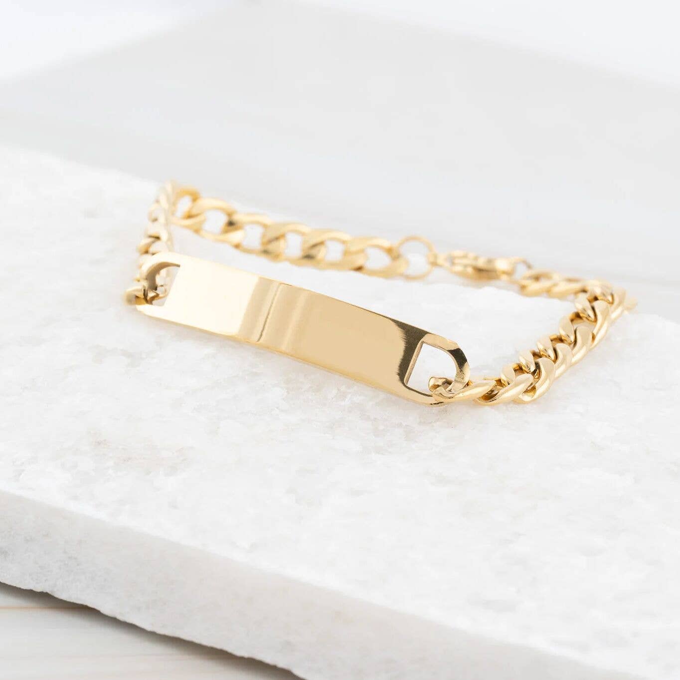 14K Gold Filled Plus™ Blank ID Curved Bar Bracelet