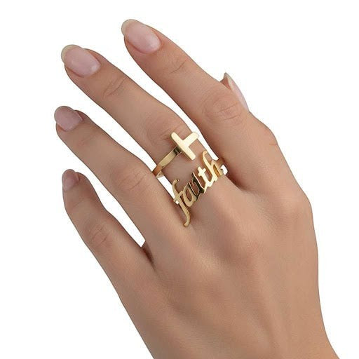 Blessed Faith Union Ring in 18K Gold PVD Stainless Steel
