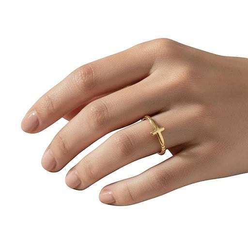 Cross Trinity Gold Ring in 18K Gold PVD Stainless Steel